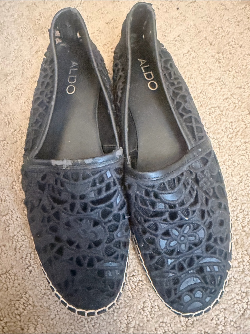 ALDO Women's Black Lace Espadrille Flats